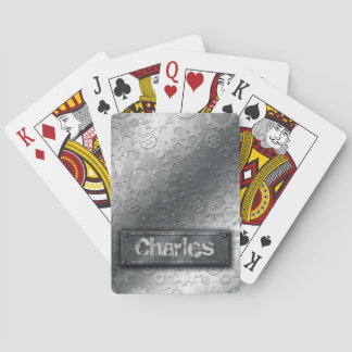 Metallic Gears with Bolted Label –Add Name- Playing Cards