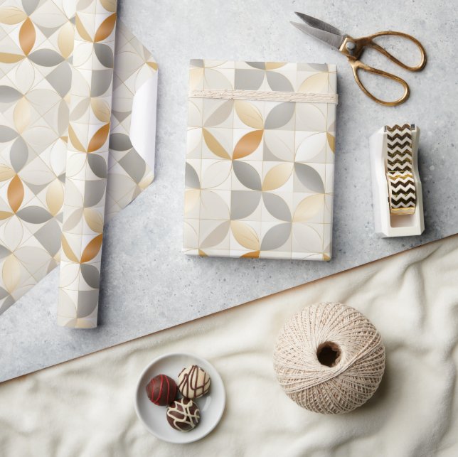 Metallic Geometric Shapes Modern Pattern Wrapping Paper (Crafts)
