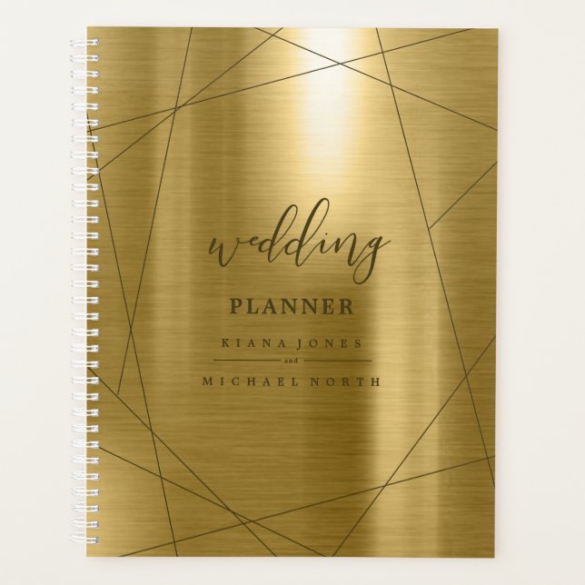 Metallic Geometric Wedding Plans Gold ID648 Planner (Front)