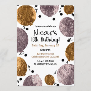 Metallic Glam Pink Rose Gold Balloons Birthday Invitation