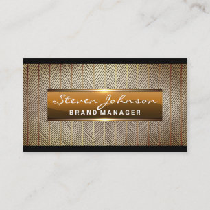 Metallic Glossy Banner   Gold Lines Business Card