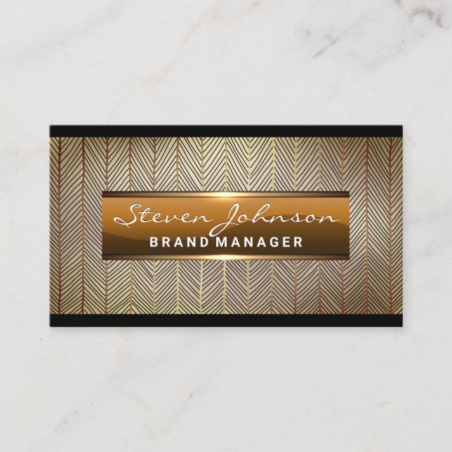 Metallic Glossy Banner | Gold Lines Business Card (Front)