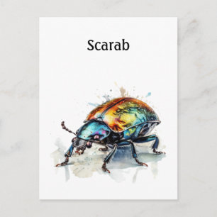 metallic glow scarab beetle, customisable postcard
