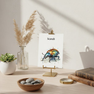 metallic glow scarab beetle, customisable postcard