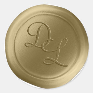Metallic Gold 2 Letter Monogram Wax Seal Stickers
