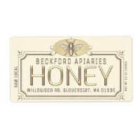 Metallic Gold 3D Framed Honey Label with Bee