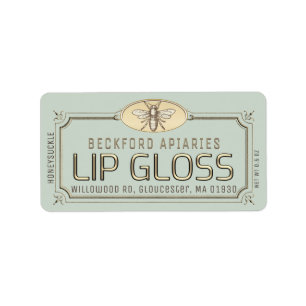 Metallic Gold 3D Framed Lip Gloss Label with Bee