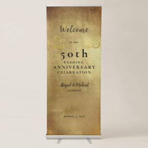 Metallic Gold 50th Anniversary Party II Retractable Banner
