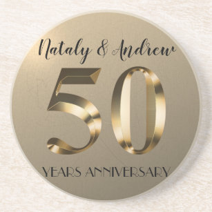 Metallic Gold 50th Wedding Anniversary Coaster