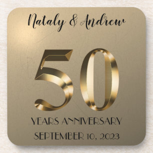 Metallic Gold 50th Wedding Anniversary Coaster