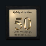 Metallic Gold 50th Wedding Anniversary Gift Box<br><div class="desc">Happy golden wedding anniversary. 50th years together. Golden metallic label.</div>