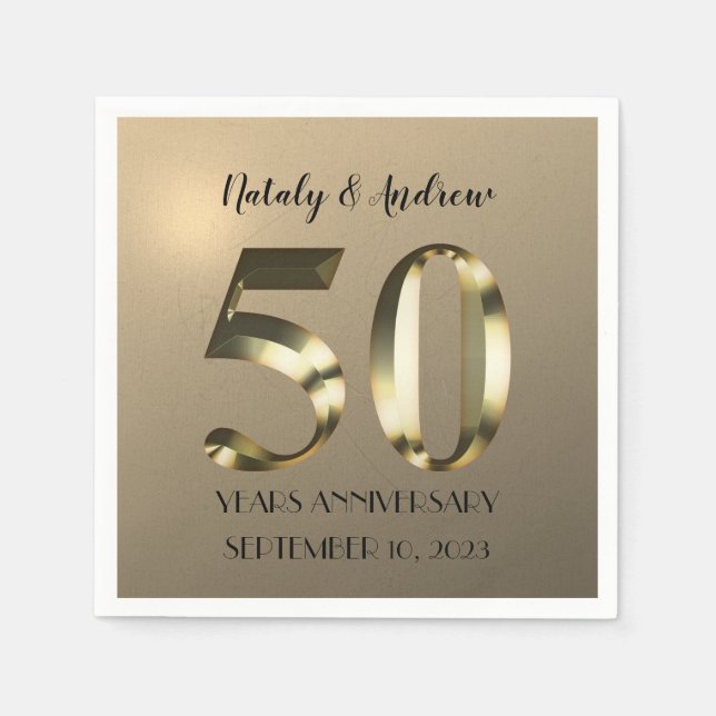 Metallic Gold 50th Wedding Anniversary Napkin (Front)