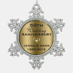 Metallic Gold 50th Wedding Anniversary Ornament