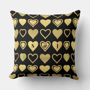 Metallic Gold Accent Hearts Valentine’s Cushion