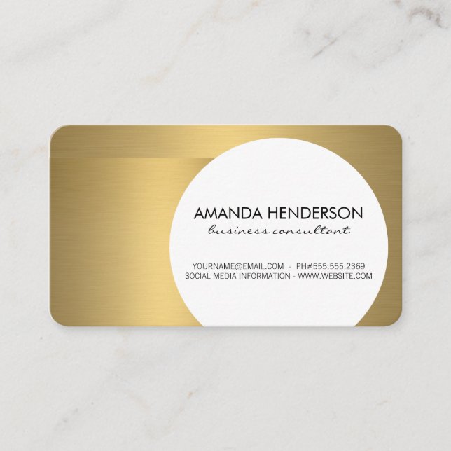 Metallic Gold Accent | Metallic Brushed Business Card (Front)
