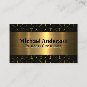 Metallic Gold   Anchor Pattern Business Card