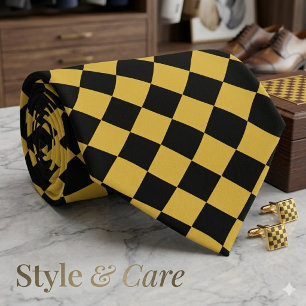 Metallic Gold and Black Chevron Pattern Classic Tie
