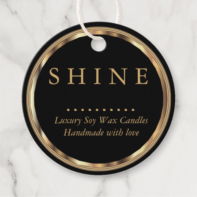 Metallic Gold and Black Favour Tags (Front)