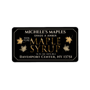 Metallic Gold and Black Maple Address Label