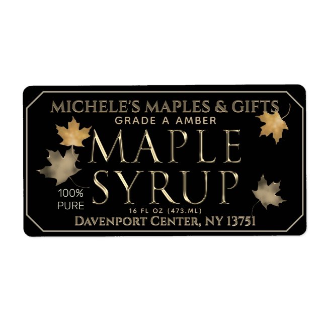 Metallic Gold and Black Maple Shipping Label (Front)