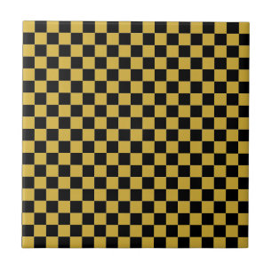 Metallic Gold and Black Square Box Stylish Pattern Tile