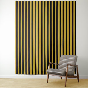 Metallic Gold and Black Stripe Decorative Tapestry