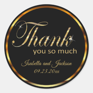Metallic Gold and Black - Thank You so much Classic Round Sticker