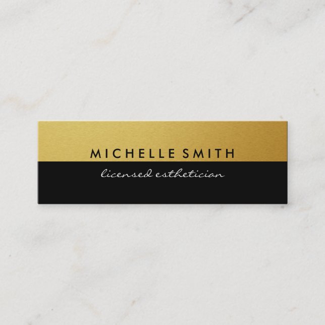 Metallic Gold and Black Two Tone Mini Business Card (Front)