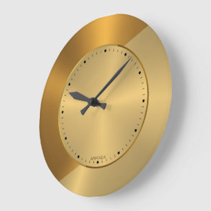 Metallic Gold and Copper Geometric Design 2 Large Clock