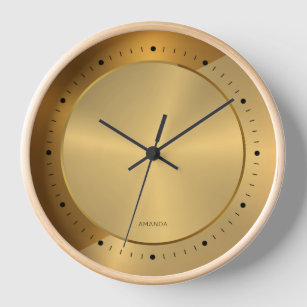 Metallic Gold and Copper Geometric Design Clock