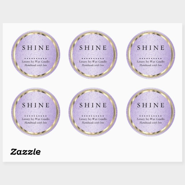  Metallic Gold and Lavender Glitter  Classic Round Sticker (Sheet)