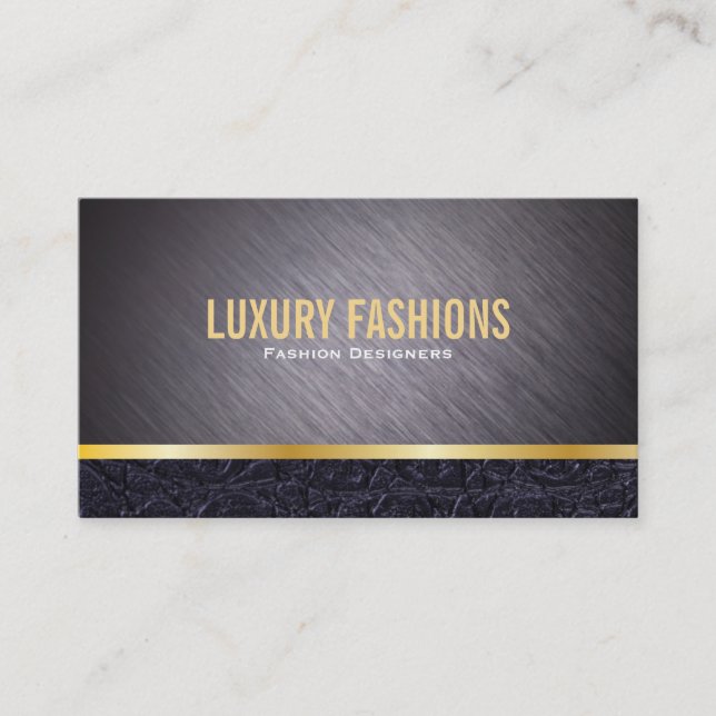 Metallic / Gold and Leather Trim Business Card (Front)