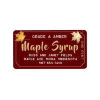 Metallic Gold and Red Maple Address Label