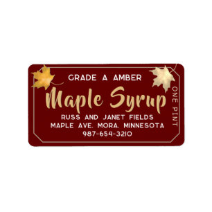 Metallic Gold and Red Maple Address Label