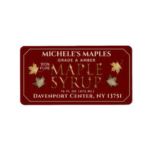 Metallic Gold and Red Maple Address Label
