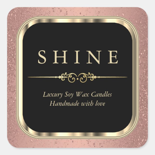 Metallic Gold and Rose Gold Labels Square (Front)