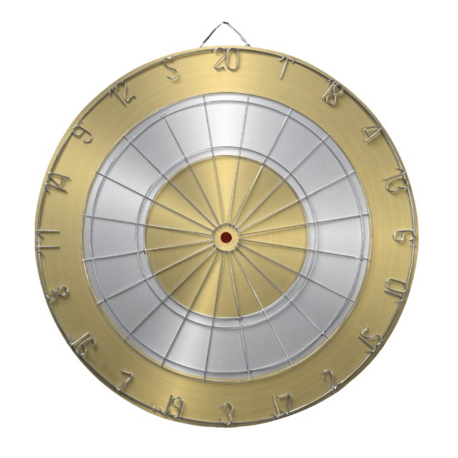 Metallic Gold and Silver Circles Dartboard (Front)