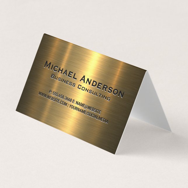 Metallic Gold Background Business Card (Front)