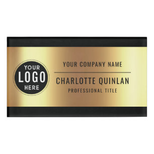 Metallic Gold Black Acrylic Logo  Name Tag