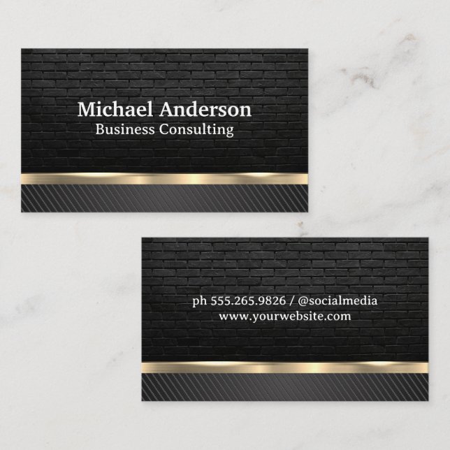 Metallic Gold | Black Carbon Fibre | Brick Business Card (Front/Back)
