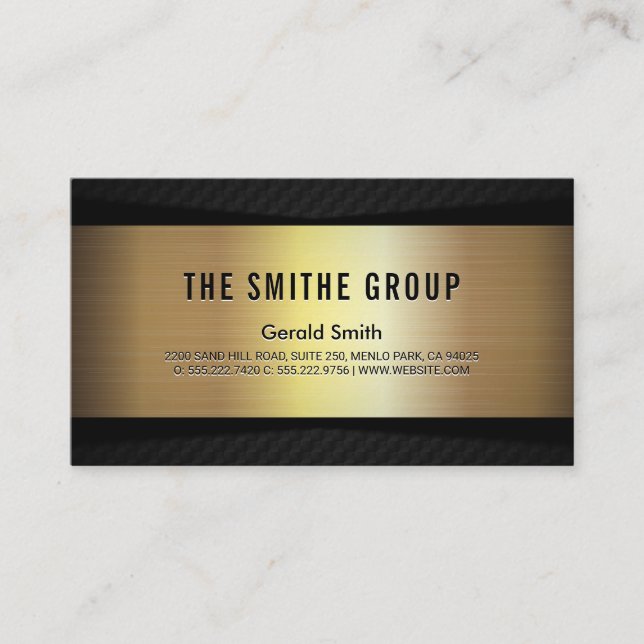 Metallic Gold Black | Corporate Business Card (Front)