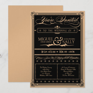 Metallic Gold & Black DIY Wedding Invitation