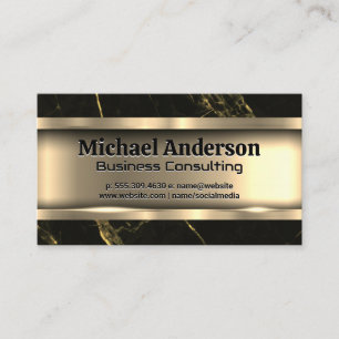 Metallic Gold   Black Marble Business Card
