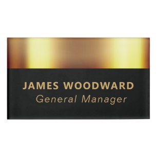Metallic Gold Black Name Title Badge