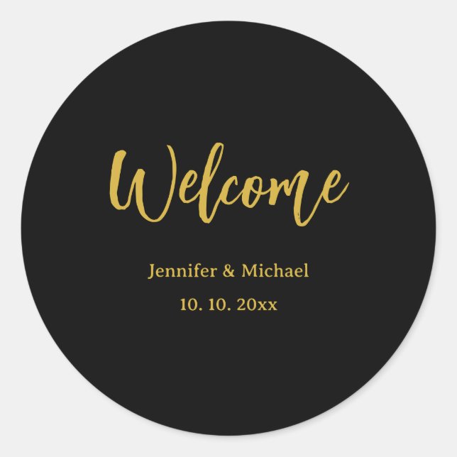 Metallic Gold & Black Professional Modern Elegant Classic Round Sticker (Front)