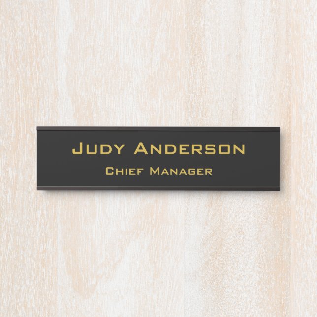 Metallic Gold & Black Professional Modern Elegant Door Sign (Front)