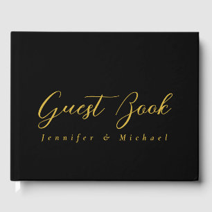 Metallic Gold & Black Professional Modern Elegant Guest Book