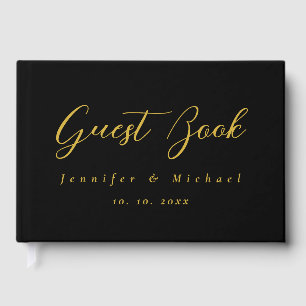 Metallic Gold & Black Professional Modern Elegant Guest Book