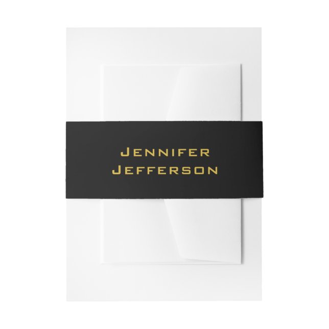 Metallic Gold & Black Professional Modern Elegant Invitation Belly Band (Front Example)