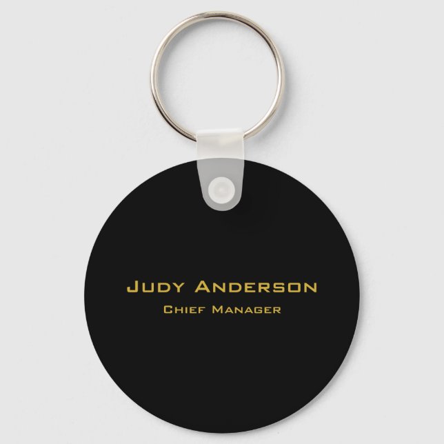 Metallic Gold & Black Professional Modern Elegant Key Ring (Front)